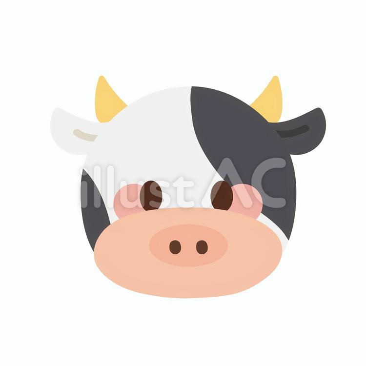 かわいいウシの顔 牛,動物,生き物のイラスト素材