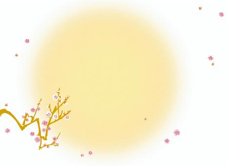 Moon or day and plum branch white background vector Moon or day and plum branch white background vector