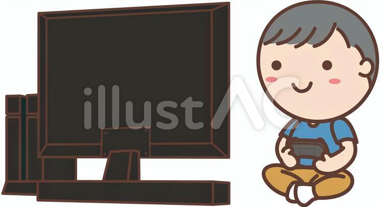 テレビゲームをするイラスト テレビゲーム,テレビ,ゲームのイラスト素材