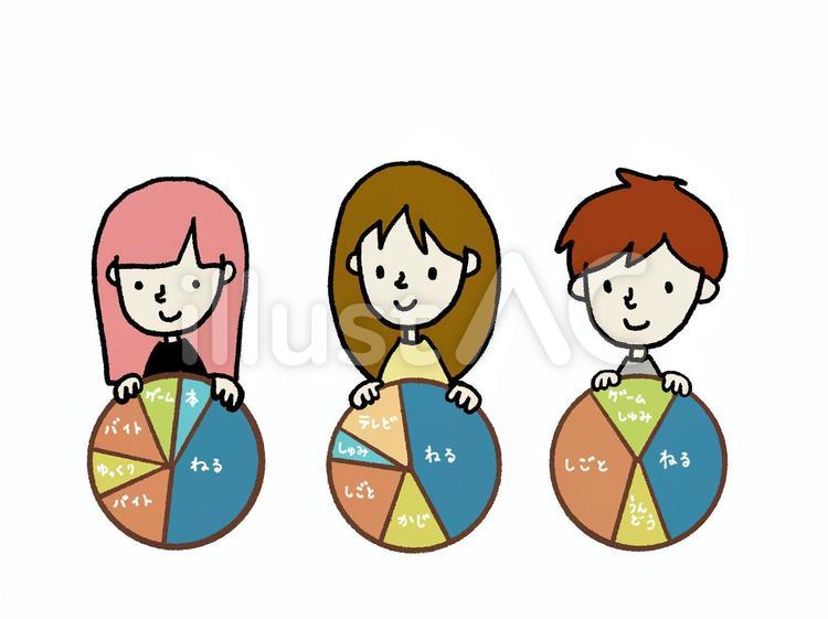 生活のリズム 人物,女性,男性のイラスト素材
