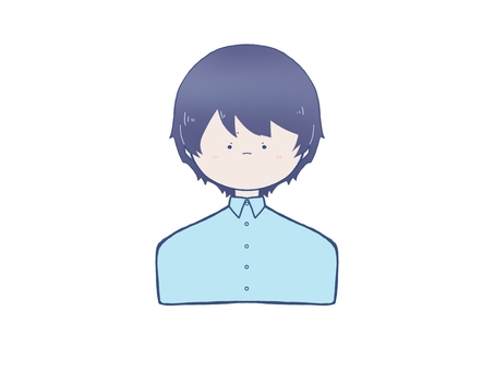 青シャツの男性A 男性,sns,アイコン,プロフィール,顔,可愛い,青シャツ,青髪,シンプル,ビジネスのイラスト素材