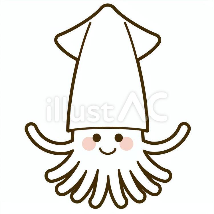 イカ イカ,動物,海のイラスト素材