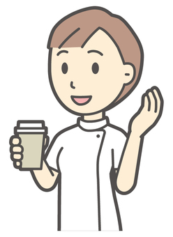 理学療法士女-899-バスト コーヒー,理学療法士,整体師,白衣,医療,病院,柔道整復師,カイロプラクティック,鍼灸師,マッサージ師のイラスト素材