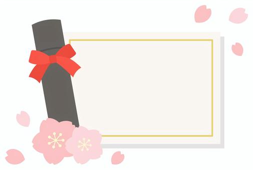 卒業証書と桜の花 卒業証書,桜,春,花,花びら,ケース,リボン,筒,卒業,卒業式のイラスト素材