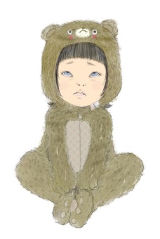 Bear Costume in a Bear, JPG Bear Costume in a Bear, темные круги, костюм, девушка, JPG