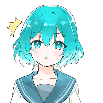 ビックリする夏の女子高生 ビックリ,びっくり,女子高生,夏,高校生,学生,ティーン,かわいい,透過素材,手描きのイラスト素材