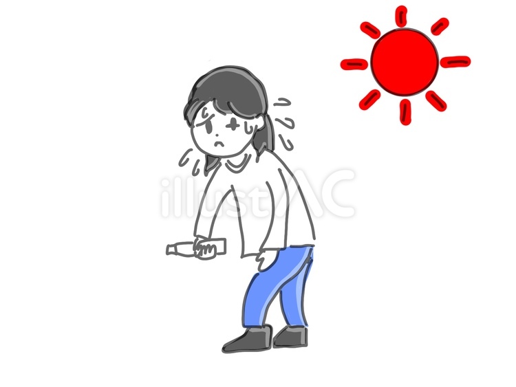 熱中症でふらついている女性 熱中症,女性,暑いのイラスト素材