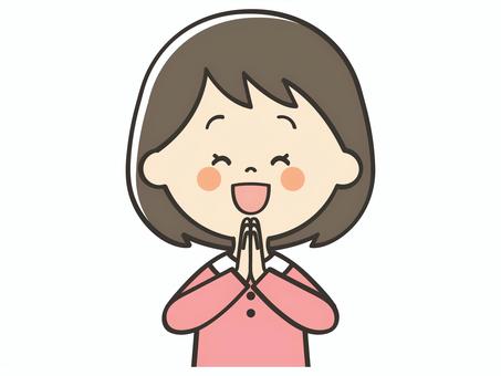 喜ぶ女の子 感謝,ありがとう,嬉しい,喜び,女の子,感動,感激,笑顔,いただきます,ごちそうさまでしたのイラスト素材