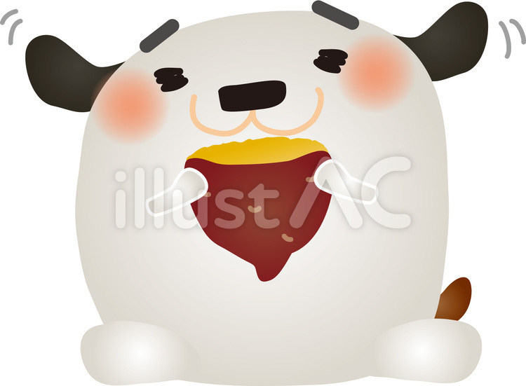 dw158 犬,焼いも,いものイラスト素材