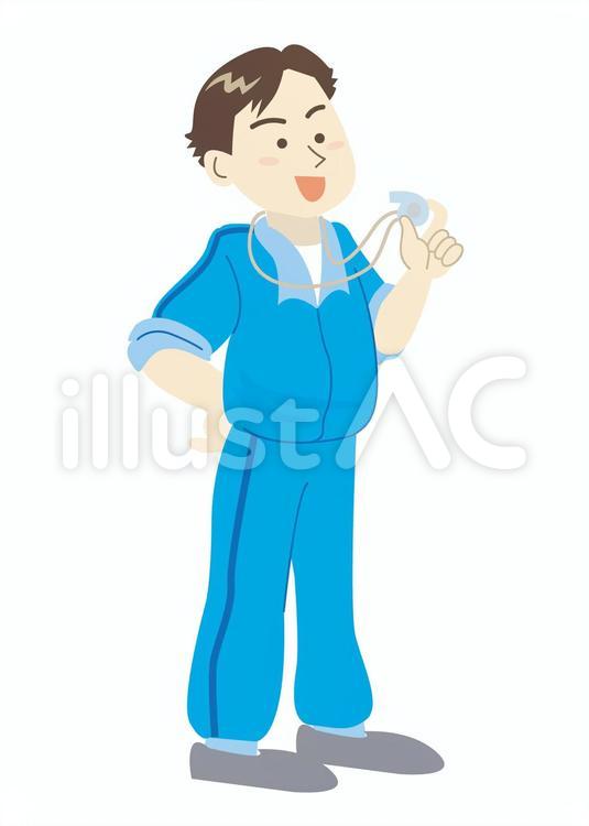 体育の授業（先生） 体育,授業,学校のイラスト素材