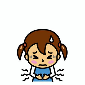 女の子　腹痛 腹痛,子供,胃痛,病気,痛み,症状,食あたり,食中毒,お腹,さしこみのイラスト素材