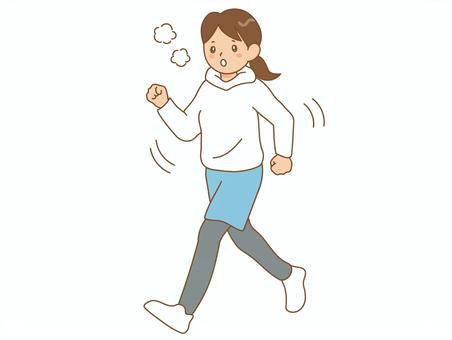 ジョギングで息が上がる女性 ジョギング,ランニング,女性,走る,ダイエット,有酸素運動,減量,エクササイズ,フィットネス,痩せたいのイラスト素材
