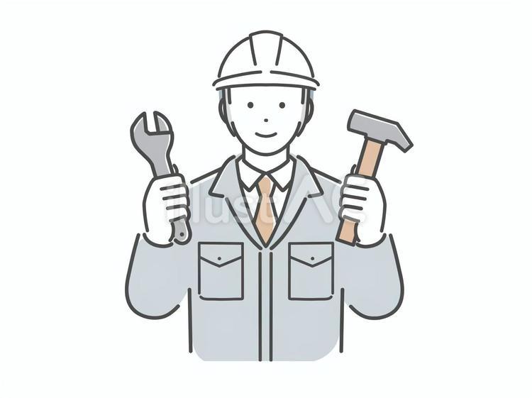 工具を持つ作業服の男性 男性,人物,若いのイラスト素材