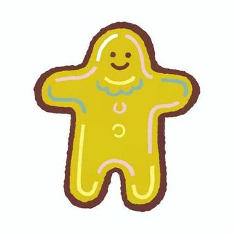 ジンジャーマンクッキー 12月25日,冬,クリスマス,クッキー,ジンジャーマン,人型,お菓子,甘い,焼く,黄色のイラスト素材