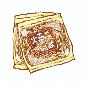 焼きそば生麺 焼きそば,生麵,麺類,食べ物,袋入り,おかずのイラスト素材