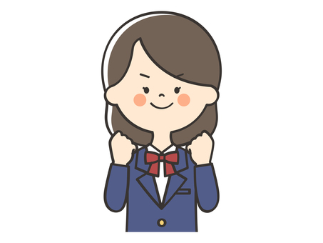 やる気いっぱいな女子学生 やる気,頑張る,元気,頑張ろう,応援,ガッツポーズ,向上心,ファイト,挑戦,努力のイラスト素材