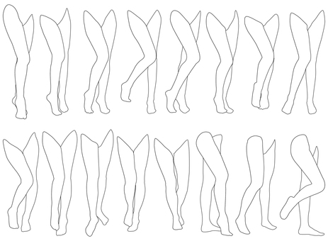 女性レッグモデル輪郭イラスト集p2-17 体,身体,女性,下半身,パーツモデル,レッグモデル,ポージング,脚タレ,脚,つま先のイラスト素材
