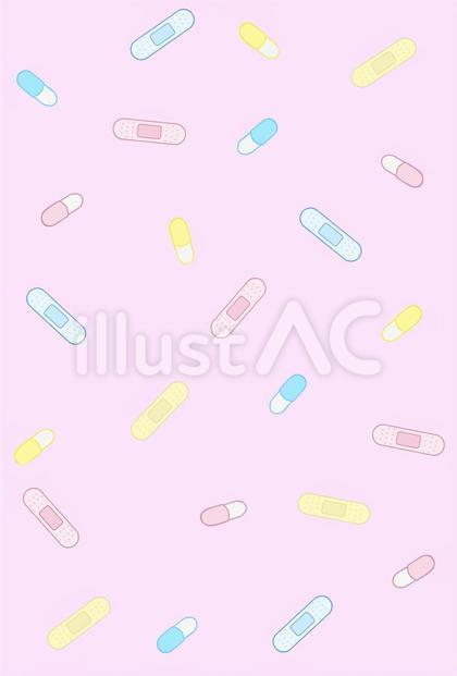 くすりとカットバン柄の背景壁紙★透過あり