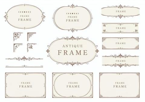アンティーク風のフレームセット 線,飾り,シンプル,ベクターデータ,かわいい,きれい,フレーム,飾り罫,枠,ビンテージのイラスト素材