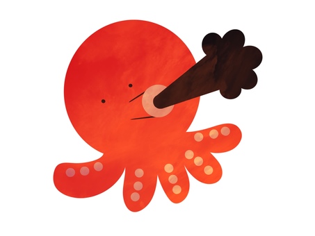 墨をはくタコ タコ,生物,シンプル,アイコン,挿絵,手書き,手描き,かわいい,カットイラスト,octopusのイラスト素材