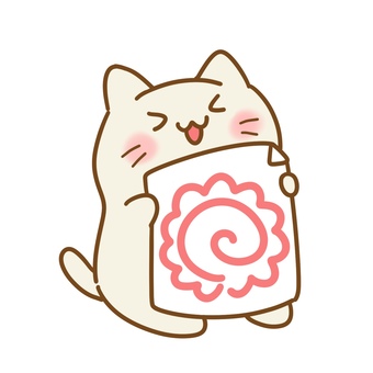 花丸の紙を持って嬉しそうな猫のイラスト 猫,動物,紙,花丸,表彰,満点,褒める,テスト,勉強,学校のイラスト素材
