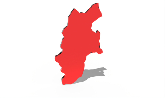 日本_長野県単独 長野県,長野,日本,地図,都道府県,立体,強調,県,国土,赤のイラスト素材