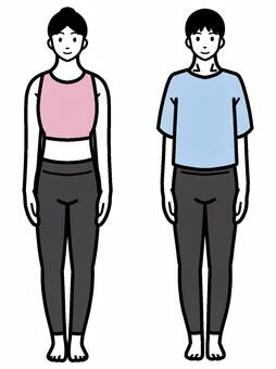 ヨガ_山のポーズ_セット_01 手書き,ヨガ,山のポーズ,女性,男性,フィットネス,エクササイズ,健康,美容,ダイエットのイラスト素材