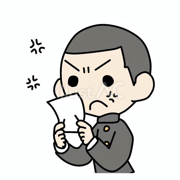 紙を見て怒る少年 少年,紙,怒るのイラスト素材