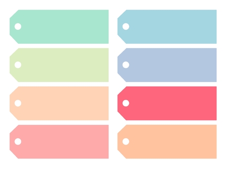 パステルカラーのタグセット タグ,ラベル,無地,シンプル,パステルカラー,かわいい,メモ,セット,8色のイラスト素材