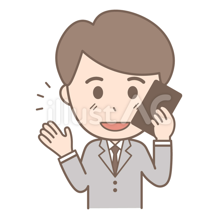 職業別・会社員・(スマホで通話・会話) 人物,かわいい,仕事のイラスト素材