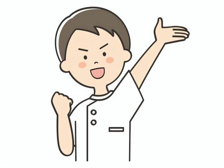 元気いっぱいな男性看護師 元気いっぱいな男性看護師 やる気,頑張る,元気,向上心,ファイト,努力,挑戦,呼ぶ,声かけ,集客のイラスト素材