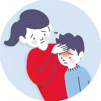 発熱 親子,ママ,息子,子供,発熱,病気,頭痛,心配のイラスト素材