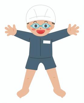 Illustration, bathing suits, a swimming pool, goggles, 