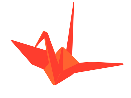 赤い鶴の折り紙 折鶴,折り紙,作品,おりがみ,赤色,鶴,折る,和風,伝統,平和のイラスト素材