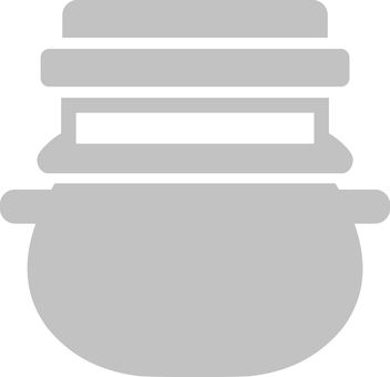 ピクトグラムのグレーの釜めしです。 ピクトグラム,釜めし,シンプル,食べ物,釜,日本,料理,炊き込み,土鍋,和食のイラスト素材