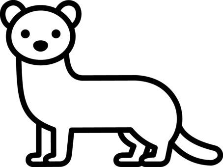 ピクトグラムの黒のオコジョです。 ピクトグラム,オコジョ,シンプル,イタチ科,動物,小さい,黒のイラスト素材