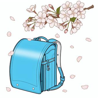 桜とランドセル 水色