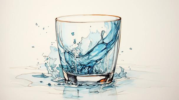 cup of water, watercolor painting, cup, water, JPG