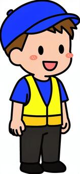 紺の倉庫作業員の男子です。 倉庫,作業員,シンプル,輸送,物流,労働,仕事,スタッフ,搬入,作業のイラスト素材