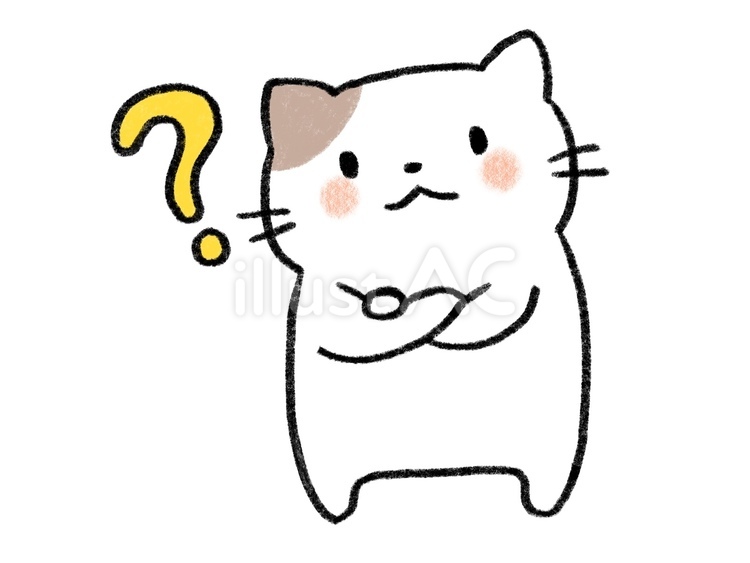 はてなマークを浮かべて首を傾げる猫 猫,動物,手描きのイラスト素材