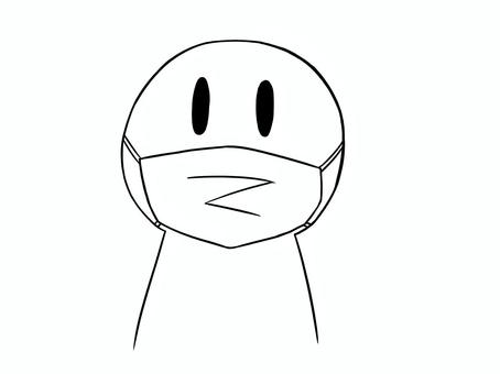 マスクをつけた人 マスク,予防,棒人間,ゆるい,手描き,シンプルのイラスト素材