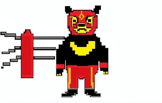 ドット絵　プロレスラー　マレーグマ プロレス,覆面,プロレスラー,コスプレ,マレーグマ,ドット絵,動物のイラスト素材