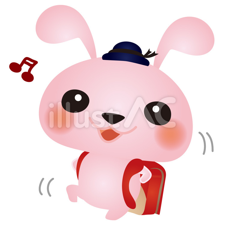 うさぎ小学生1 うさぎ,ランドセル,入学式のイラスト素材