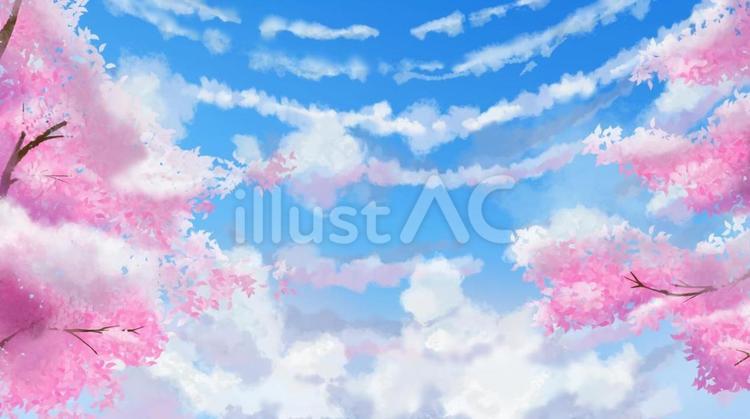 入学卒業シーズンの風景画のサムネイラスト 春,桜,花弁のイラスト素材