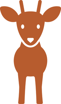 ピクトグラムの茶色のキョンです。 ピクトグラム,キョン,シンプル,動物,哺乳類,鹿,野生,かわいい,ジビエ,角のイラスト素材