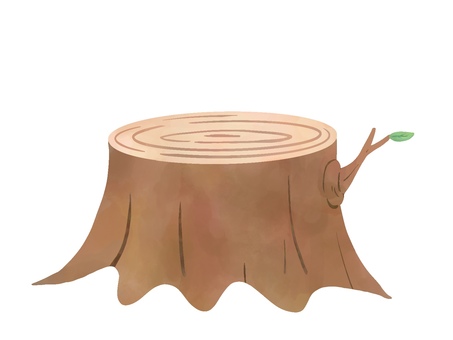 水彩風の切り株のイラスト 切り株,木,木材,年輪,切り口,丸太,森,林,木の幹,枝のイラスト素材