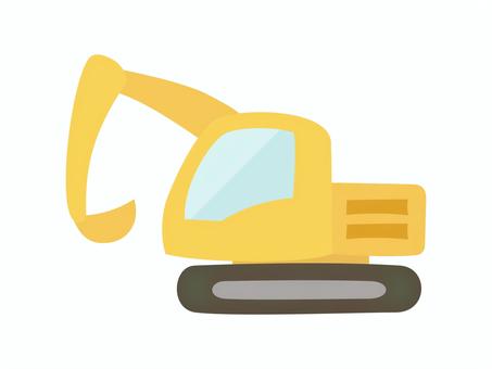 くるま_シンプルフラット_ショベルカー 車,ショベルカー,工事,現場,重機,パワーショベル,建設,乗り物,かわいい,シンプルのイラスト素材