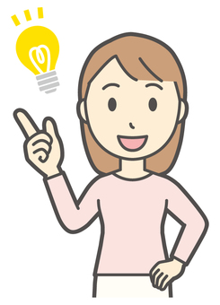  ロングヘア女性-480-バスト アイデア,女性,女の子,人物,かわいい,閃いた,発見,思いついた,考える,電球のイラスト素材