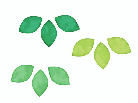 葉のアイコン/水彩風 葉,アイコン,ポップ,グリーン,葉っぱ,はっぱ,草,植物,デフォルメ,マークのイラスト素材