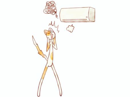 エアコン故障猫 猫,可愛い,エアコン,故障,煙,ショック,水彩風のイラスト素材
